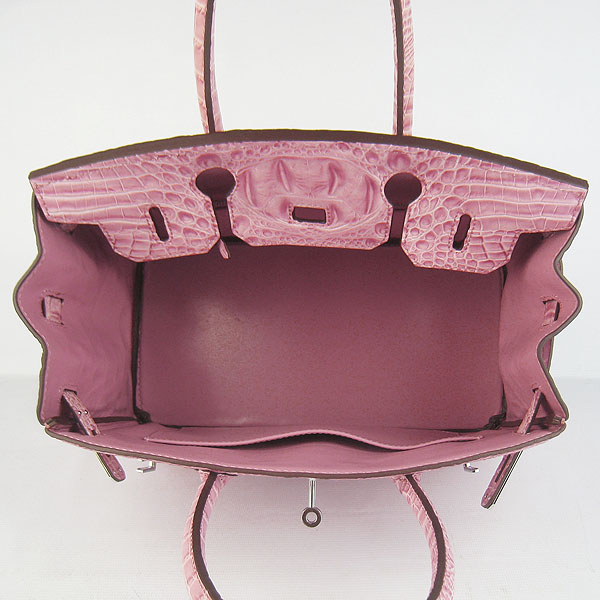 Replica Hermes Birkin 30CM Crocodile Head Veins Bag Pink 6088 On Sale - Click Image to Close